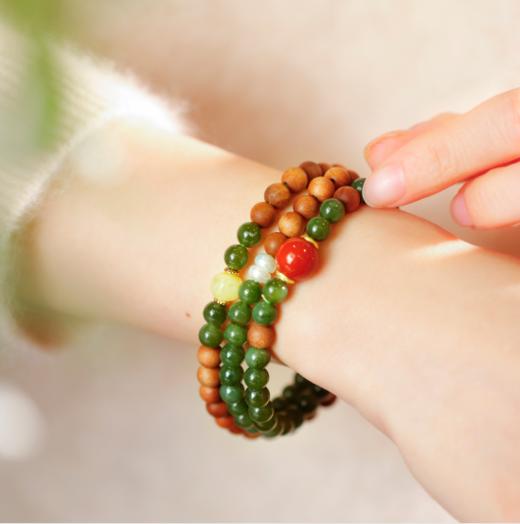 【手串】老山檀碧玉多圈手串 商品图0