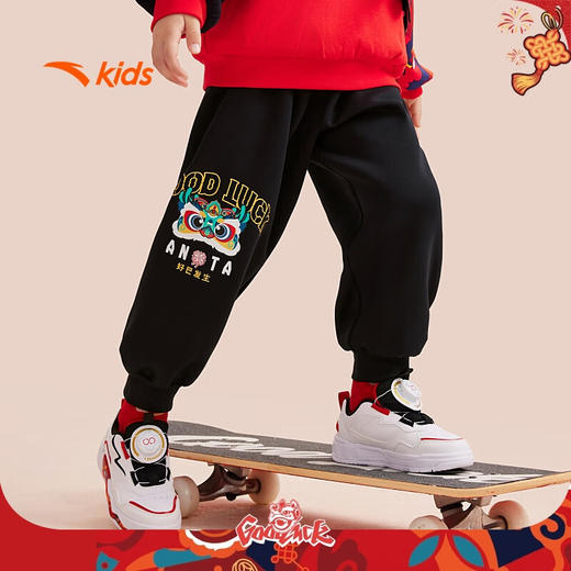 安踏儿童裤子男小童2025新年潮流舒适针织运动长裤352519720 商品图0