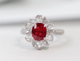 1.25ct刻面红宝石戒指