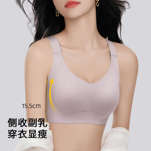 F1-【A-D杯无痕】【反重力提拉 聚拢防下垂】显瘦收副乳薄款女士内衣文胸  丁香软玉/花满月朦 商品图2