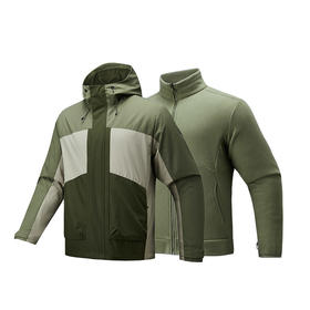 安踏梭织防泼水运动外套男冬季新款户外加绒夹克两件套152446609