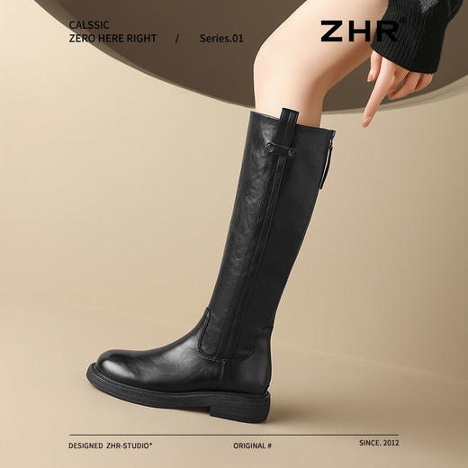 ZHR则则甜酷洋气长筒靴加绒保暖长靴2024秋冬新款百搭厚底骑士靴 商品图8