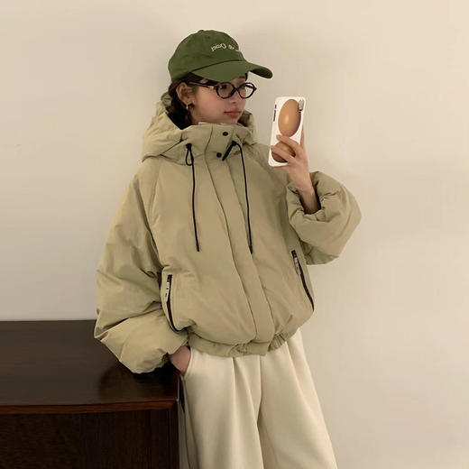 韩国2024年冬季简约设计师款宽松百搭立领连帽白鸭绒羽绒服！正版EGG 商品图4