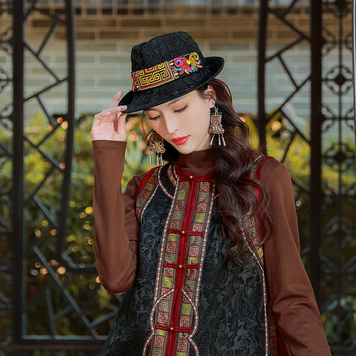 空谷编织绣花礼帽 | 咖色 黑色 | 现货加急发 商品图2