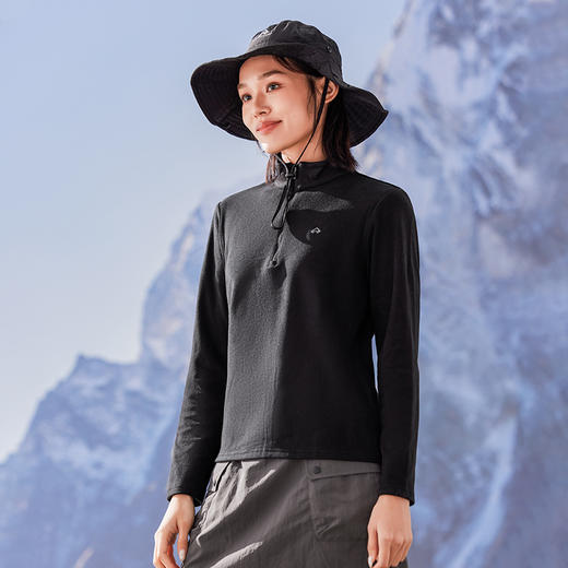 拓路者半开襟卫衣女款24年秋季简约户外运动卫衣保暖打底衫上衣 商品图1