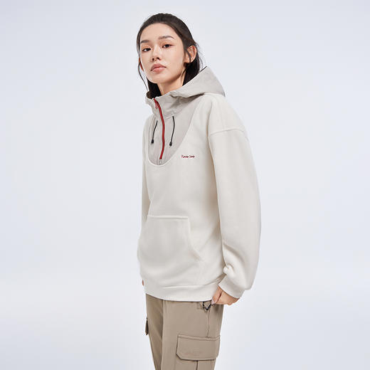 拓路者女款连帽拉链半开禁卫衣24年秋冬新品袋鼠兜运动抓绒套头衫 商品图1