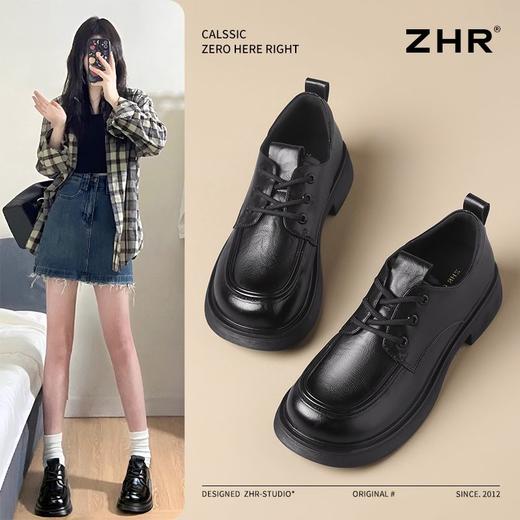 ZHR则则英伦单鞋女2025新款超软厚底乐福鞋学院系带百搭皮鞋女鞋 商品图0