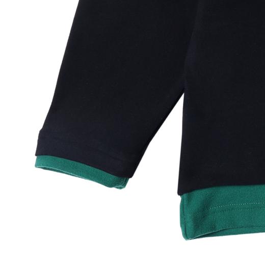 T2090秋冬季新款时尚个性韩版绒面撞色假两件立领长袖T恤情侣百搭上衣 商品图3