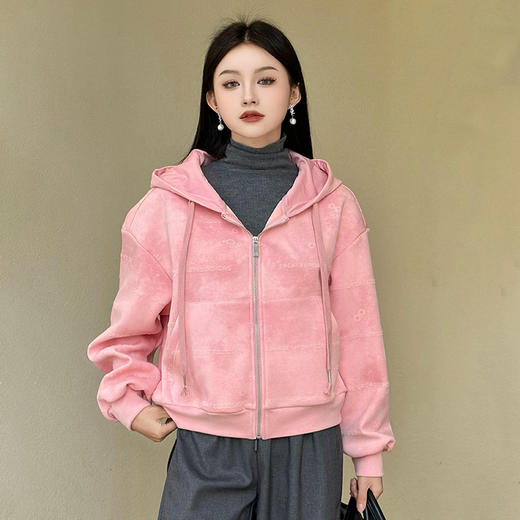 带帽小字母加绒拉链卫衣外套 9523010036 商品图0