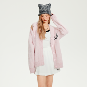 YKYB黄子韬新款舒适柔软柔刺绣显白甜酷仿貂毛毛衣针织衫Y44NCG056