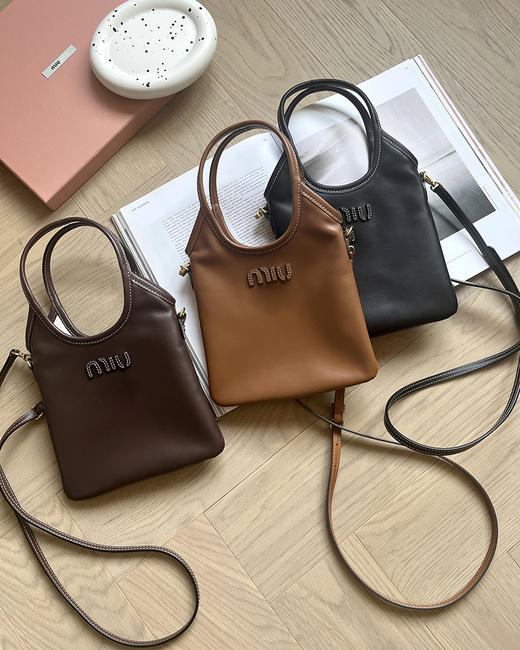 单品包邮 现货 THS 1.6-无 缪家 大牛工厂 IVY皮革手袋 撞色缝线托特包 3色 CQ1379 商品图7