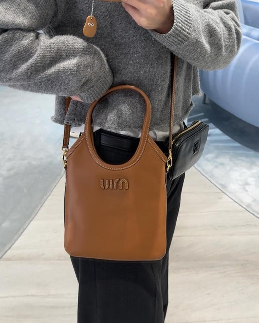 单品包邮 现货 THS 1.6-无 缪家 大牛工厂 IVY皮革手袋 撞色缝线托特包 3色 CQ1379 商品图5