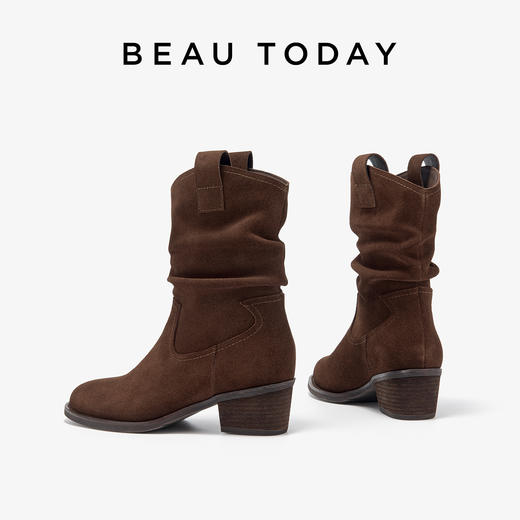 BeauToday 美拉德靴子堆堆靴女西部风时尚短靴06154 商品图3
