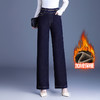 MYX-BFZY-X2088-L加绒加厚时髦牛仔直筒裤24年冬款长款高腰显瘦休闲洋气窄版阔腿裤 商品缩略图1
