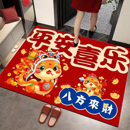 【蛇年限定❗️新年开运地毯】把污渍挡在门外，一踩即干，地板一点不脏，新春联玄关门口踩脚垫，红包喜庆入户门地垫 商品图4