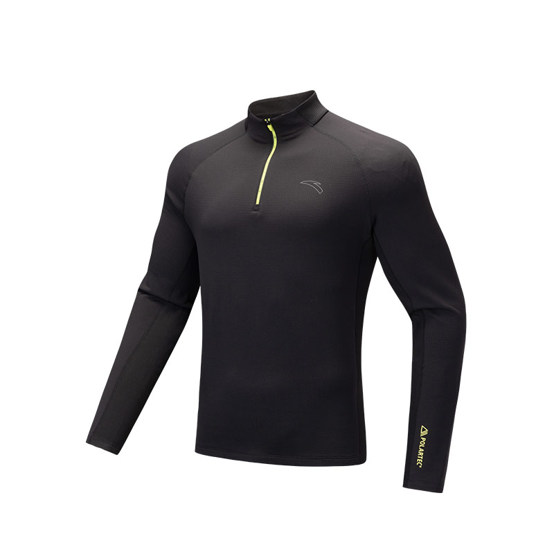 安踏抓绒保暖长袖t恤男冬季新款半拉链立*步运动上衣152445403