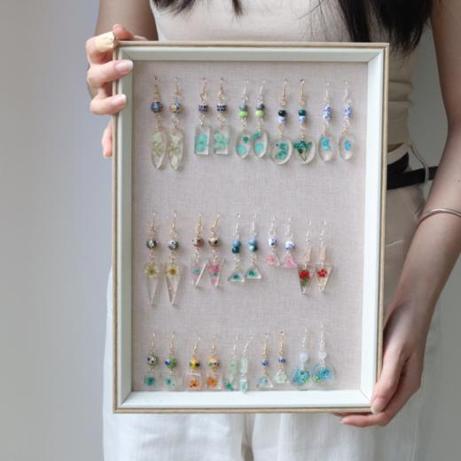 手作滴胶立体押花透明植物标本耳环（耳夹） 商品图0