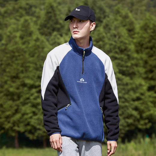 拓路者摇粒绒卫衣外套男款2024冬季户外休闲加绒拼接套头上衣 商品图6