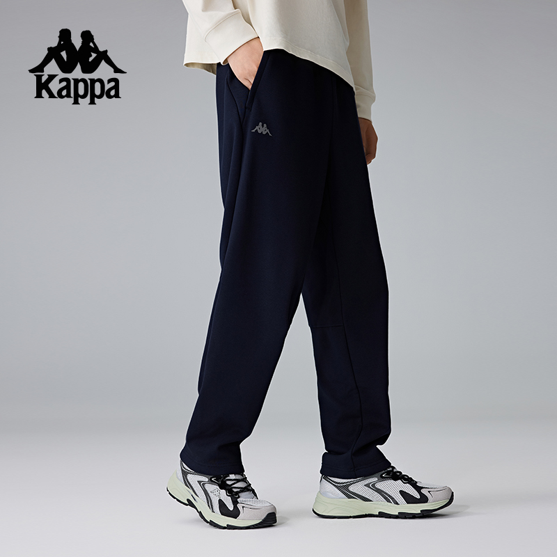 Kappa卡帕背靠背秋季新款运动裤直筒裤跑步长裤男休闲裤针织裤子K0E72AK43-906