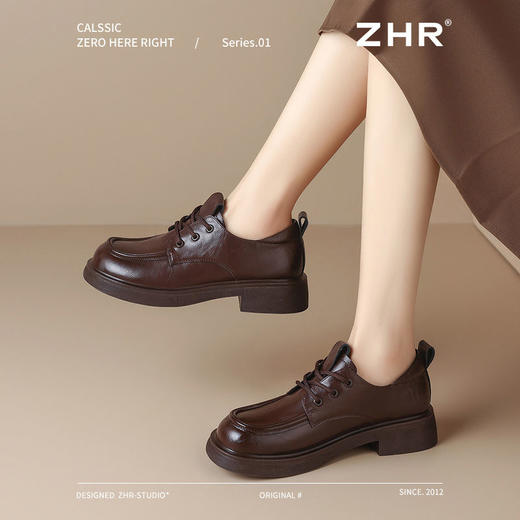 ZHR则则英伦单鞋女2025新款超软厚底乐福鞋学院系带百搭皮鞋女鞋 商品图7