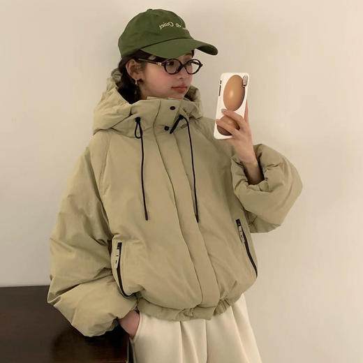 韩国2024年冬季简约设计师款宽松百搭立领连帽白鸭绒羽绒服！正版EGG 商品图6