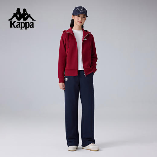 Kappa卡帕背靠背新款运动长裤女复古针织裤休闲裤松紧腰直筒裤子K0F22AK01 商品图4
