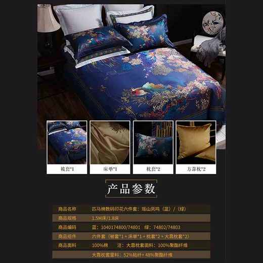 包装氧化，介意勿拍【媲美真丝】高端匹马棉数码印花六件套 货号：C121551 商品图6