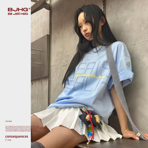 BJHG不计后果 美式短袖男t恤2025新款夏季潮凉感宽松高街撞色上衣 商品图3