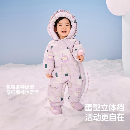 【鹅绒】迷你巴拉三防羽绒服连体衣男女童蛋型防风帽爬服新款 商品图3