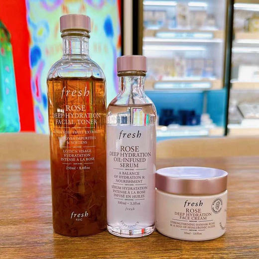 Fresh/馥蕾诗玫瑰深层补水保湿花瓣水+面霜+玫瑰水油精华三件套装 商品图1