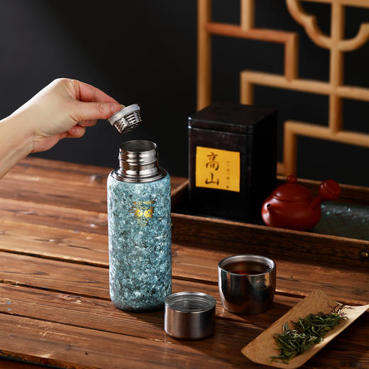 思宝钛甘1/2号双层钛保温杯冰花工艺带茶隔便携车载礼盒包装 商品图2
