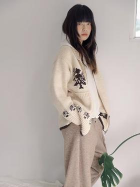 步履不停/4D13244C/费尔岛休闲慵懒风羊毛撞色开衫毛衣