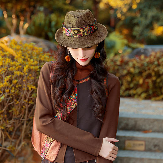 空谷编织绣花礼帽 | 咖色 黑色 | 现货加急发 商品图5