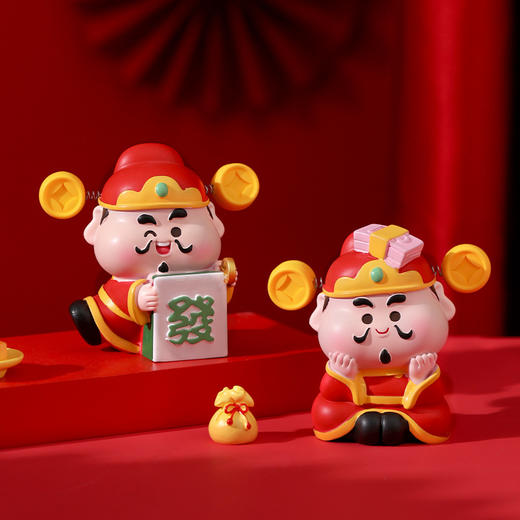 【财神到❗️新年幸运小摆件】小耳朵弹簧，摇摇乐设计，创意国潮，好运来！马年礼物小财神桌面摆件潮玩盲盒办公室树脂手办车载摆件 商品图3