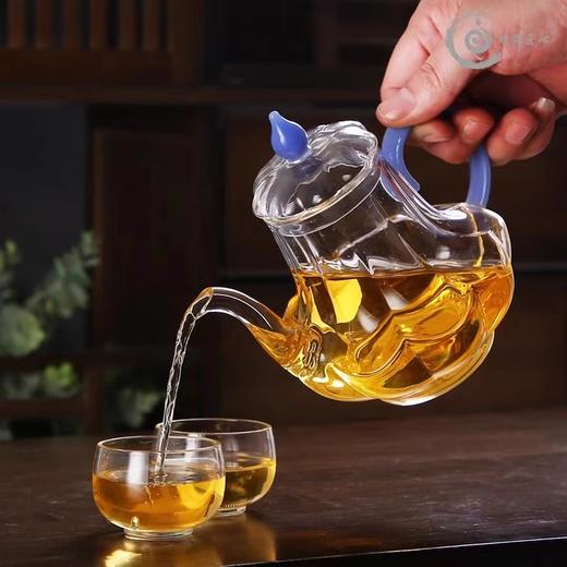 【特惠4折，仅一件，无货退款】璃海匠心-宫廷壶 耐高温高档玻璃茶具宫灯壶煮茶器可陶炉可用烧水蓝玉宫廷壶 商品图4