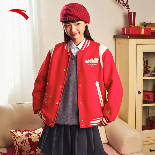 安踏好事发生丨关晓彤同款新年红色棒球服外套女士冬季夹克162518727S 商品图0