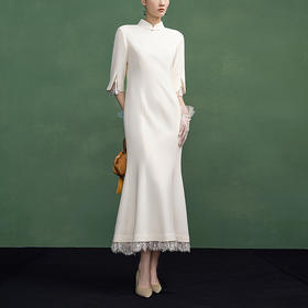 【林栖设计小店】蕾丝花边改良旗袍2025春季新品复古国风修身显瘦连衣裙女1951147