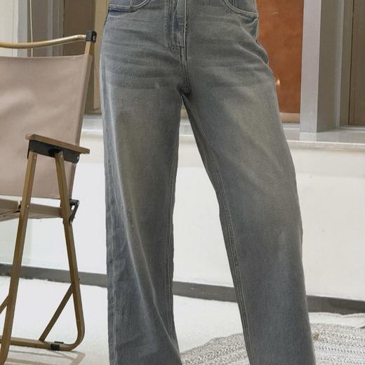 顺丰包邮22641洛诗琳松弛感九分做旧高腰阔腿牛仔裤四季款698 商品图0