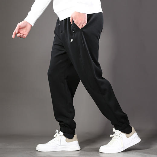 DRONKOO 2025 抽绳松紧腰左长短竖线刺绣橡筋口中厚卫裤 商品图2