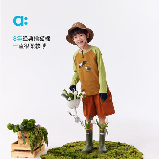 【春Vol.1】allblu幼岚【撸猫棉】儿童长袖t恤女男童25春季新款印花插肩上衣ZY 商品图1