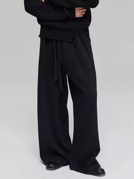 Simple Project/K23150/羊毛混纺厚款绑带剑道阔腿裤长裤 商品图1