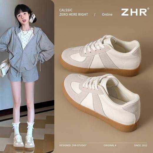 ZHR则则厚底增高德训鞋圆头女鞋春秋款百搭休闲鞋学生板鞋小白鞋 商品图1