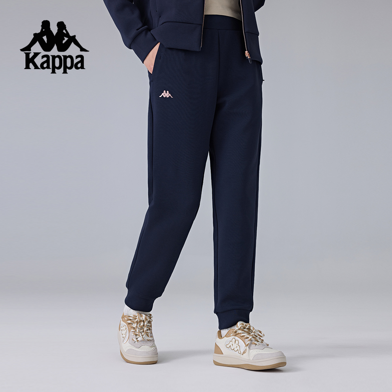 Kappa卡帕背靠背新款针织运动长裤女休闲裤修身保暖卫裤束脚裤子K0F22AK41