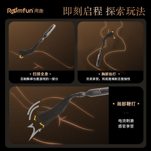 roomfun房趣 电散鞭 电滋棒下体调教男刑奴重度女用重口味情趣用品SM性道具 商品图8