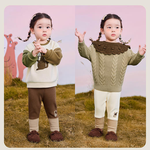 【打底裤】迷你巴拉女童冬新品裤子亲肤高腰护肚长裤 商品图2