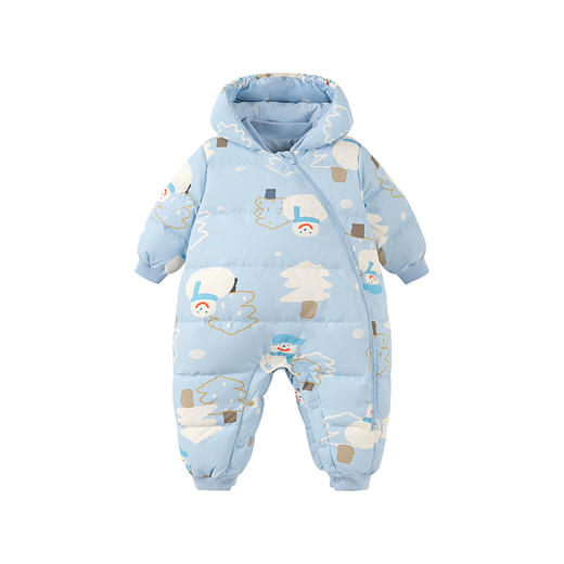 【鹅绒】迷你巴拉三防羽绒服连体衣男女童蛋型防风帽爬服新款 商品图4