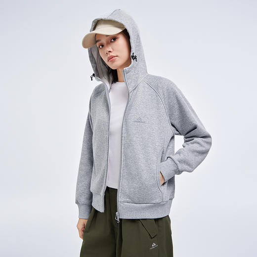 拓路者女款加绒连帽外套2024年秋冬户外休闲百搭上衣开衫拉链外套 商品图4