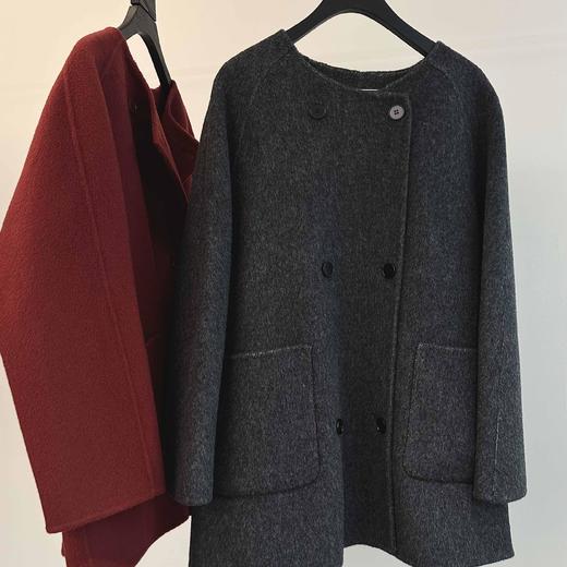 顺丰包邮34204洛诗琳秋冬高级感韩版围巾款澳毛混纺毛呢外套0612 商品图4