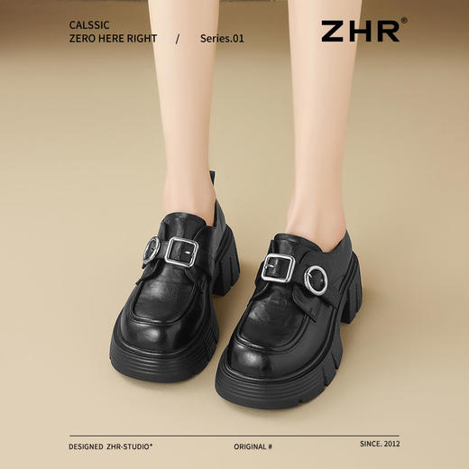 ZHR则则厚底增高小皮鞋2025新款时尚百搭英伦单鞋洋气乐福鞋女鞋 商品图5