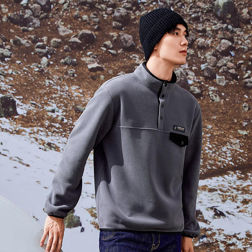 拓路者摇粒绒卫衣男款秋冬户外休闲加绒加厚立领半开襟抓绒衣外套 商品图2